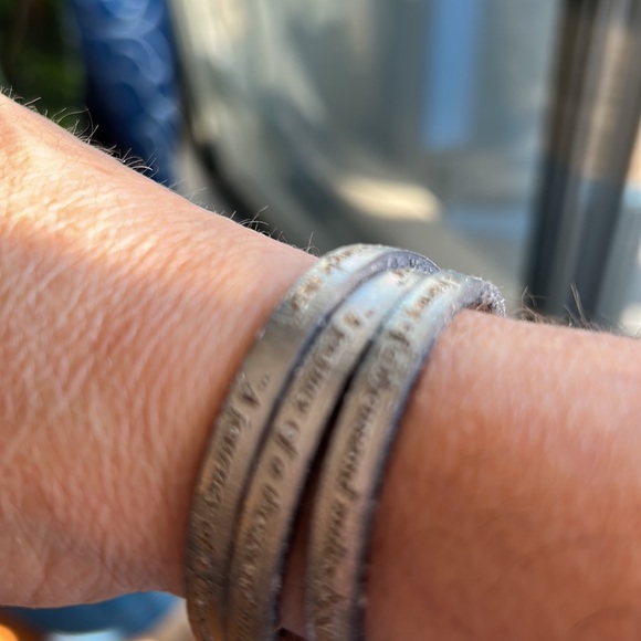 AMEN silver leather wrap bracelet engraved with our journey… - Picture 5 of 10